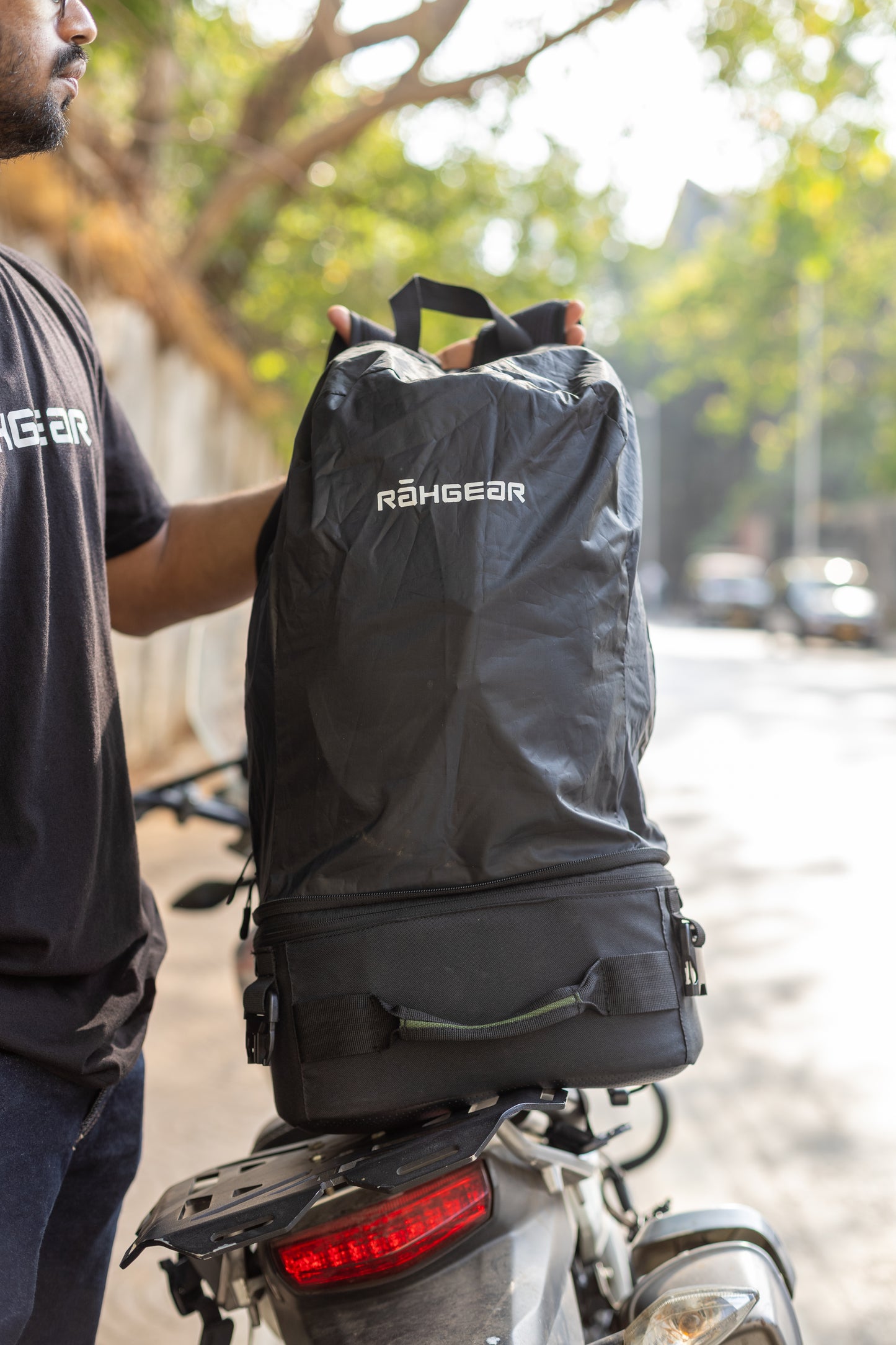 Motorcycle 10-40L black tail bag backpack convertible