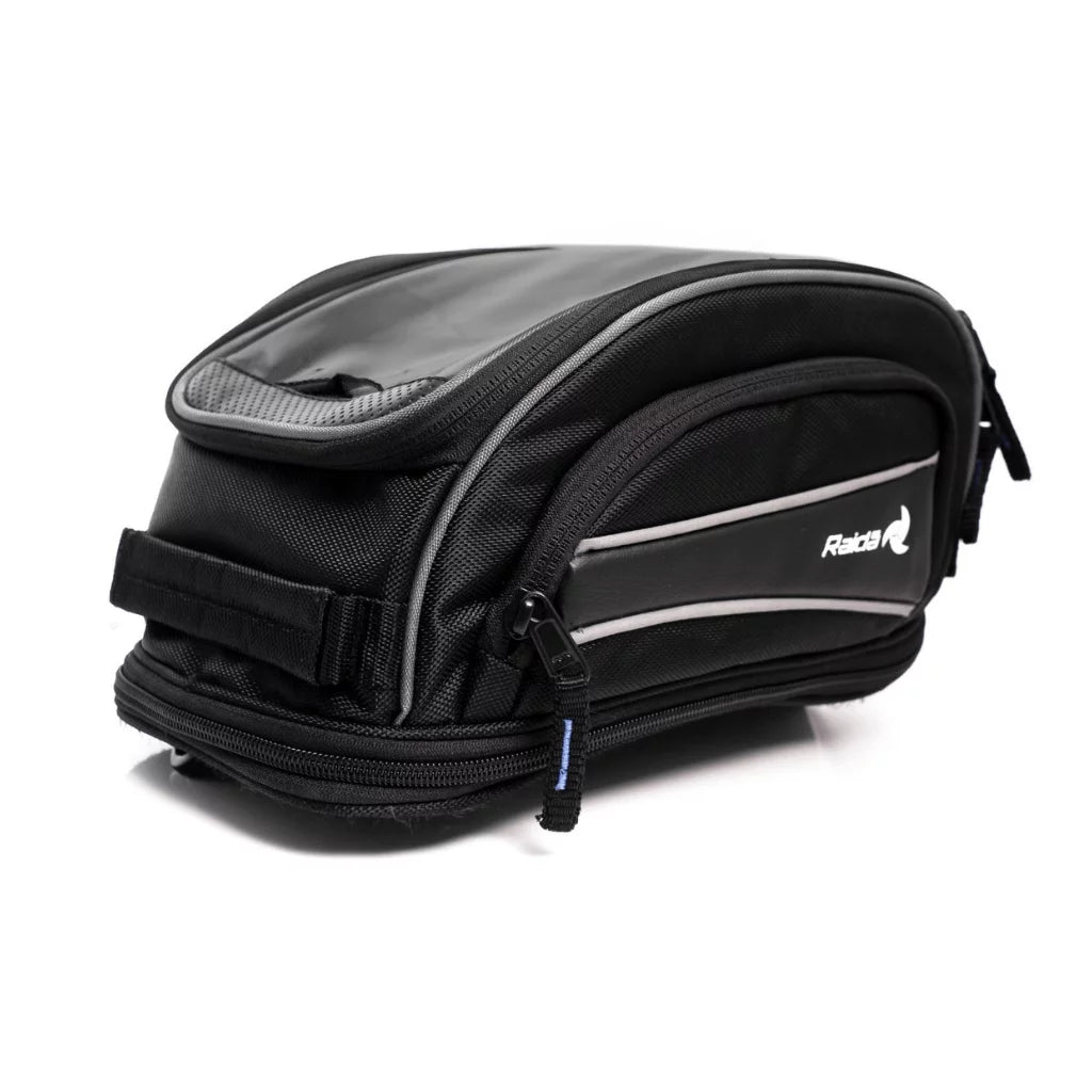 Motorcycle tank bag black with transparent mobile pouch