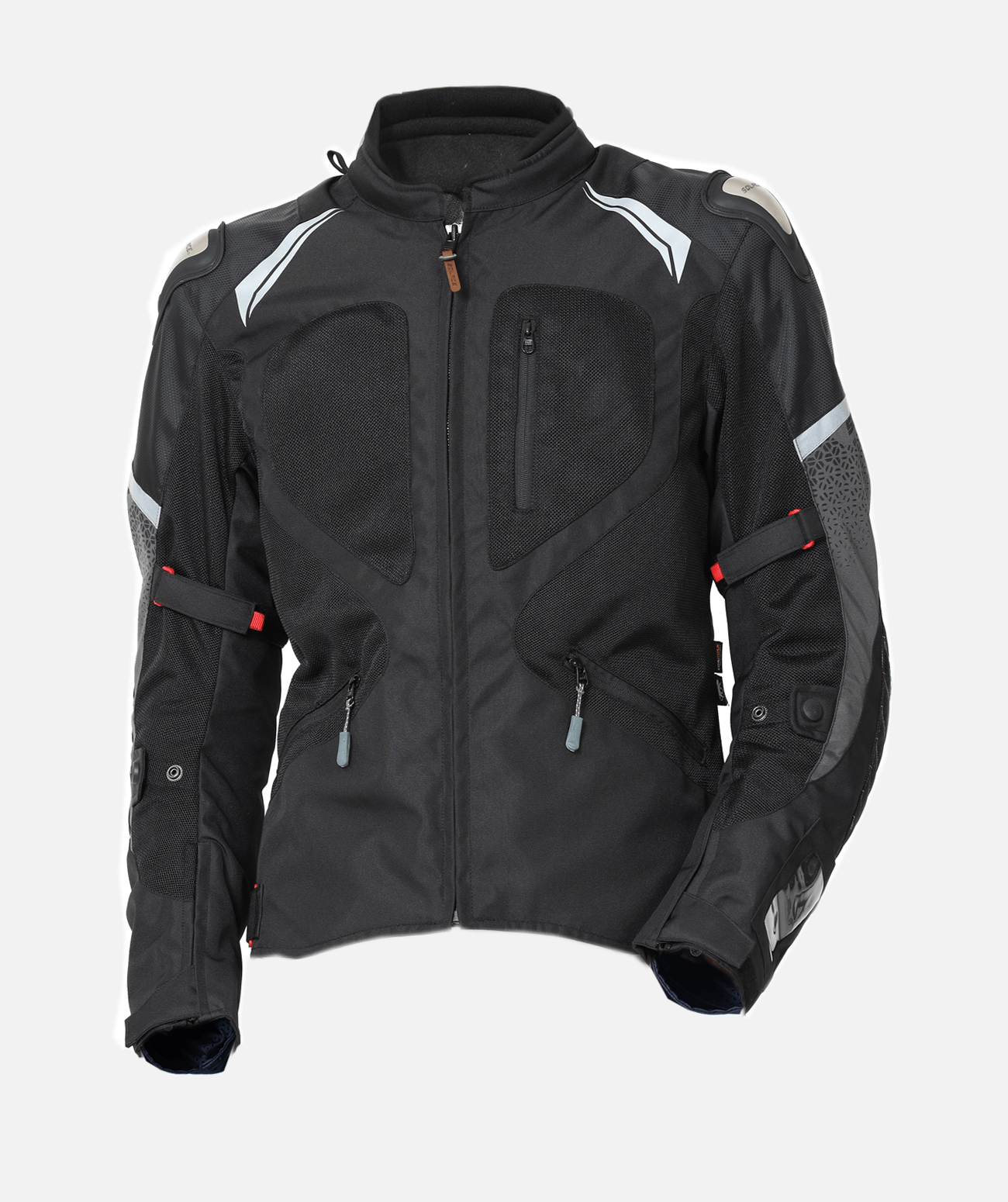 Motorcycle riding jacket armoured with H2O pocket and shoulder slider black with grey