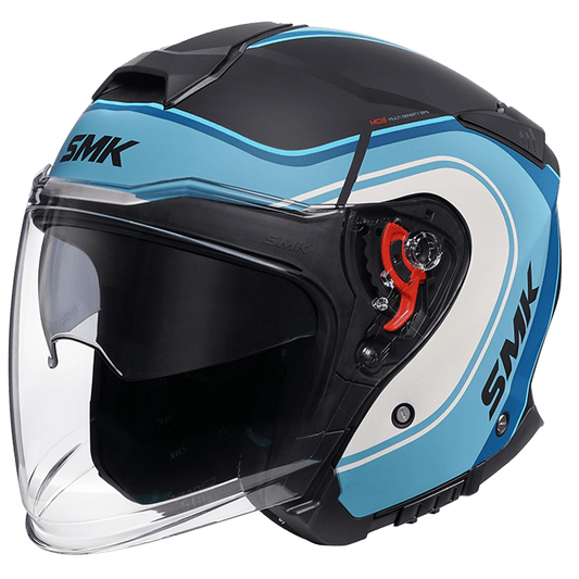 Motorcycle open face helmet with sun-visor , secure lock , air vents