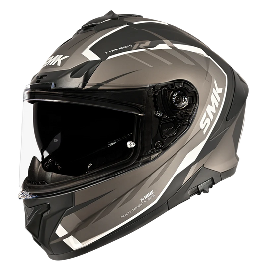 Motorcycle full face glossy black grey geometric pattern helmet pinlock ready