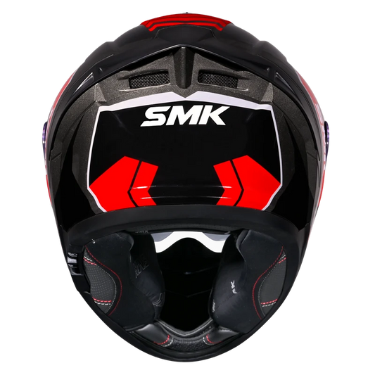 Motorcycle full face glossy black grey red geometric pattern helmet pinlock ready