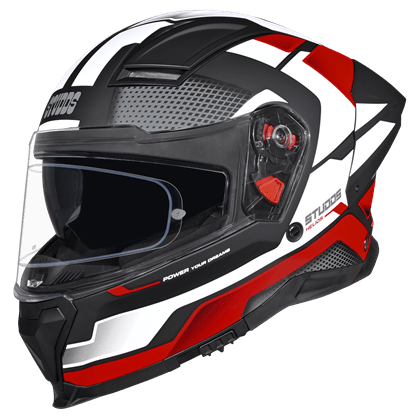 Motorcycle full face helmet black white with red with pinlock anti-fog