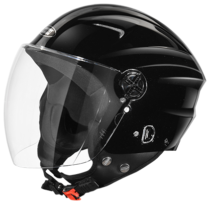 Motorcycle open face helmet gloss black