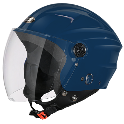 Motorcycle open face helmet indigo blue gloss