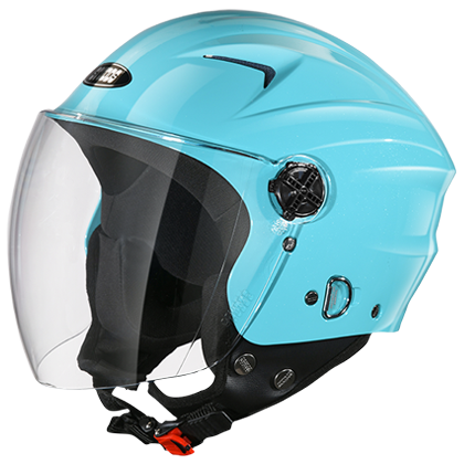 Motorcycle open face helmet pastel green gloss