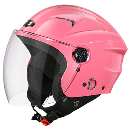 Motorcycle open face helmet baby pink gloss