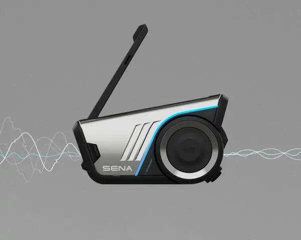 Motorcycle bluetooth intercom with mesh connectivity black base with interchangeable colour faceplates with torchlight