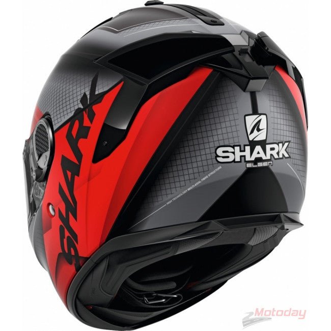 Motorcycle full face helmet composite fiberglass shark matt black with red graphic GT Elgen