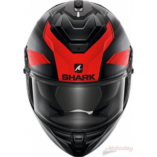 Motorcycle full face helmet composite fiberglass shark matt black with red graphic GT Elgen