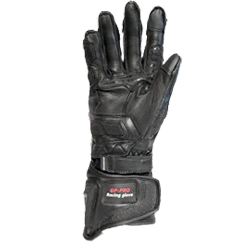 Motorcycle Racing Leather gloves black full gauntlet with protection