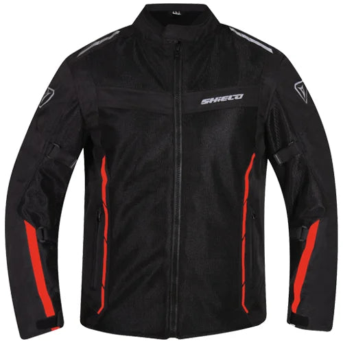 Motorcycle Level 2 armoured riding jacket mesh black with reflective colour stripes