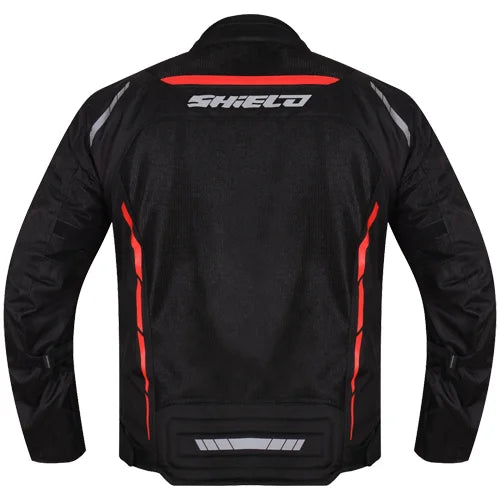 Motorcycle Level 2 armoured riding jacket mesh black with reflective colour stripes