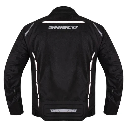 Motorcycle Level 2 armoured riding jacket mesh black with reflective colour stripes