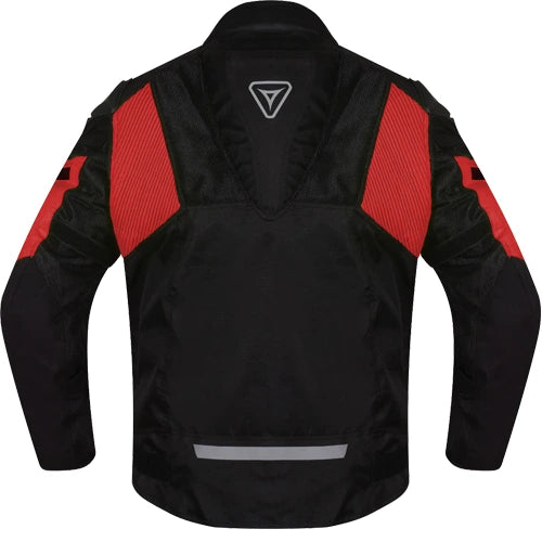 Motorcycle mesh sport touring jacket with speed deflecting hump on spine region Level 2 armours