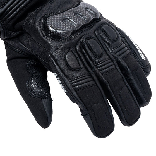 motorcycle riding gloves black with knox armour 100% waterproof carbon knuckle protectors