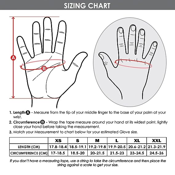 motorcycle riding gloves size chart