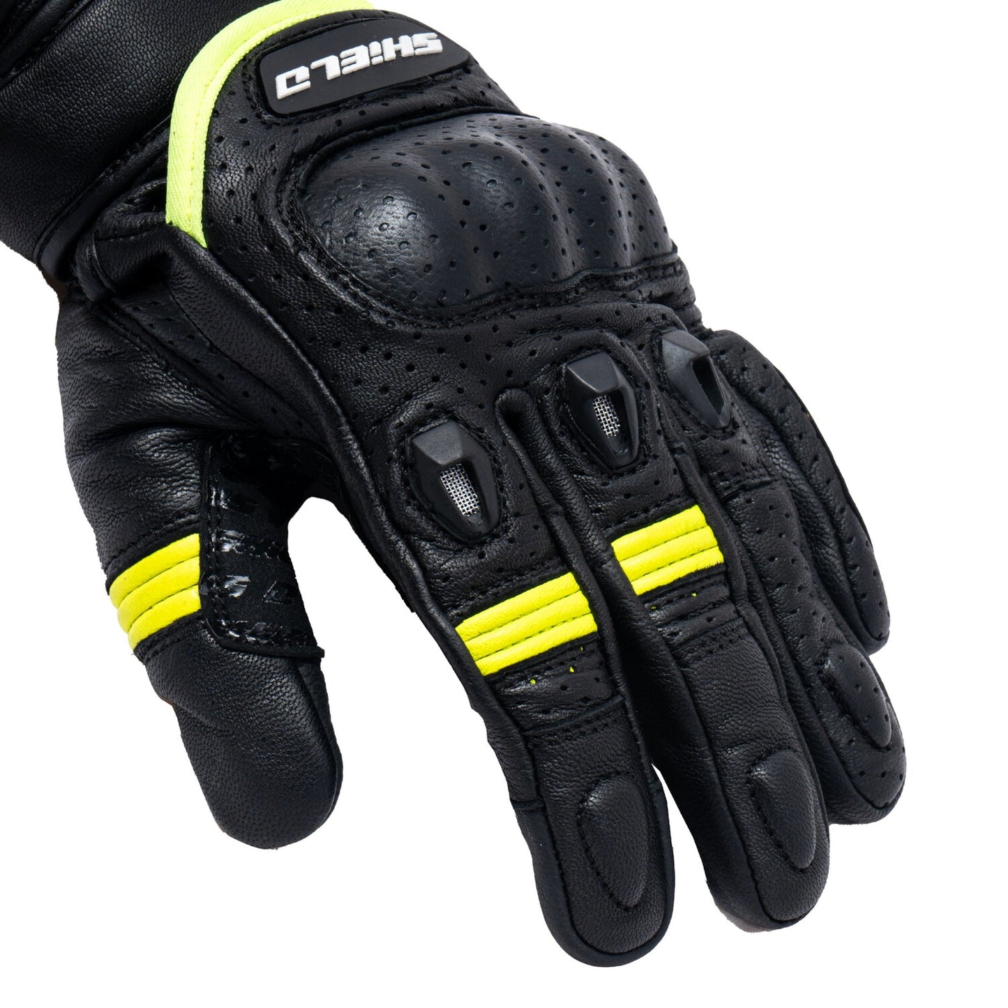 Motorcycle short cuff Leather Knox SPS armoured riding gloves