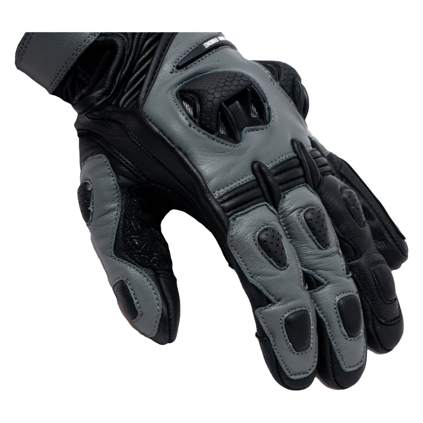 Motorcycle sport touring black with grey gloves with knox-SPS protection