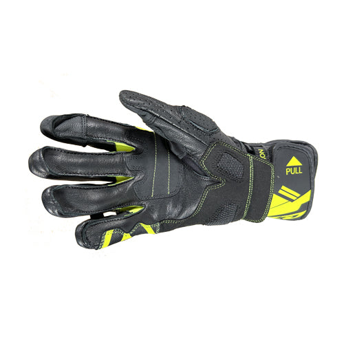 Motorcycle riding full gauntlet black leather gloves with protectors