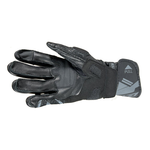 Motorcycle riding full gauntlet black leather gloves with protectors