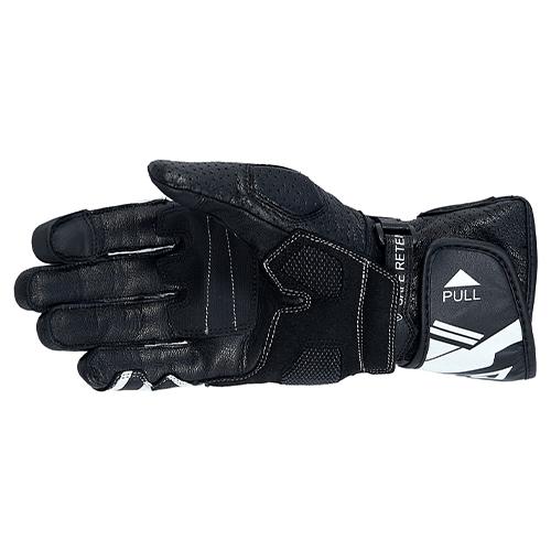Motorcycle riding full gauntlet black leather gloves with protectors