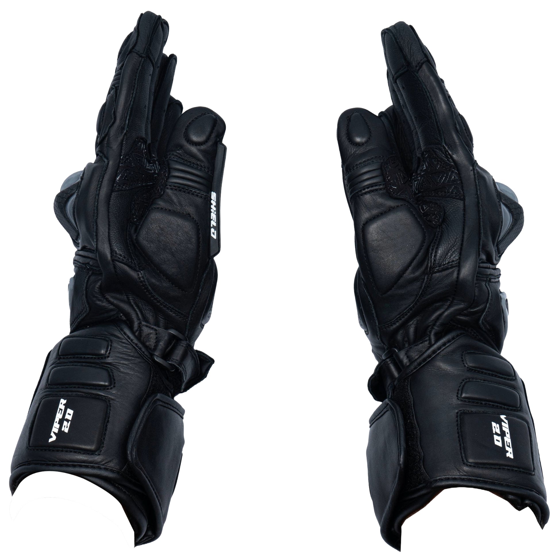motorcycle riding full gauntlet leather gloves with Knox SPS and TPU protectors