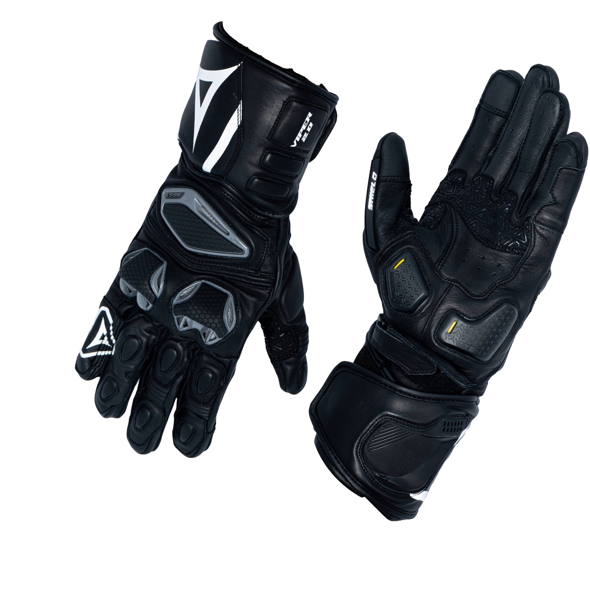 motorcycle riding full gauntlet leather gloves with Knox SPS and TPU protectors