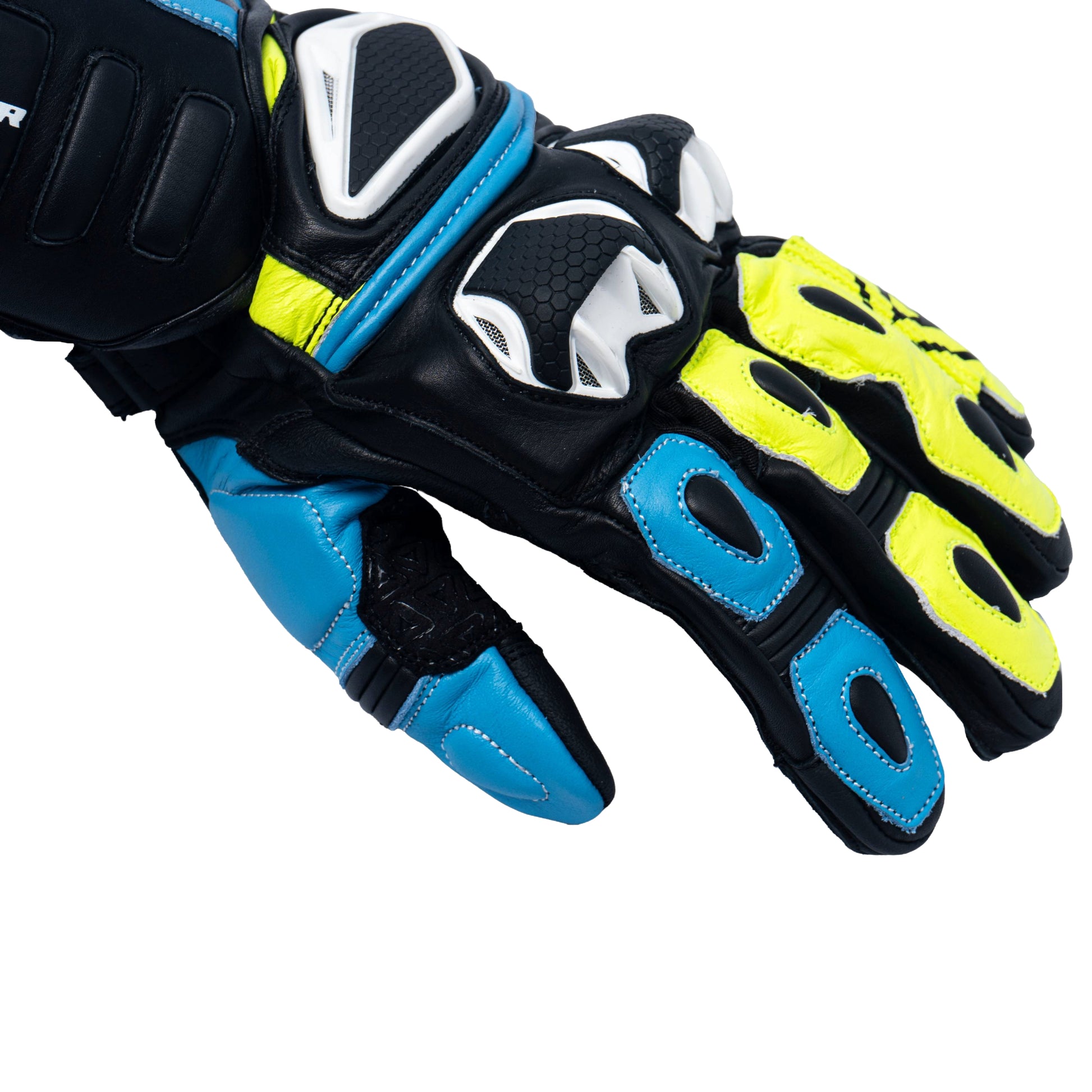 motorcycle riding full gauntlet leather gloves with Knox SPS and TPU protectors