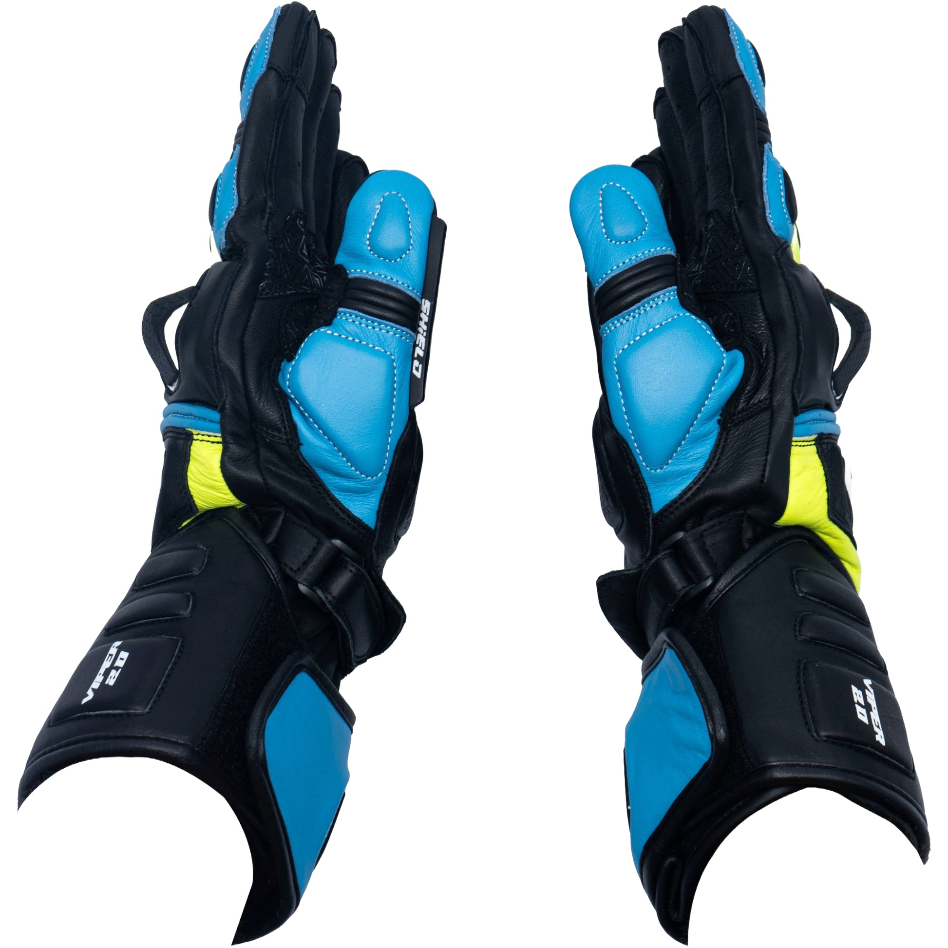 motorcycle riding full gauntlet leather gloves with Knox SPS and TPU protectors