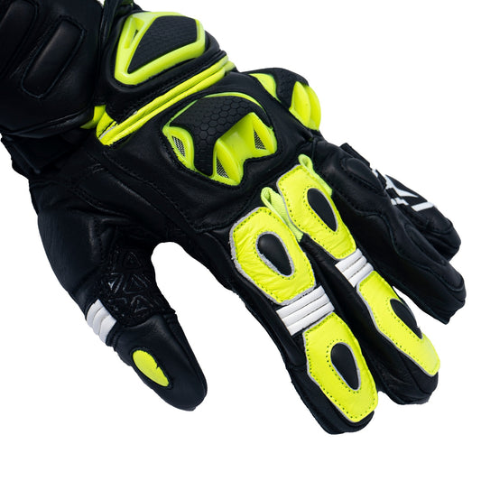 motorcycle riding full gauntlet leather gloves with Knox SPS and TPU protectors