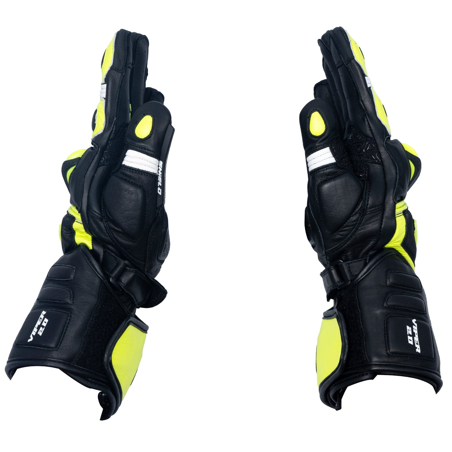 motorcycle riding full gauntlet leather gloves with Knox SPS and TPU protectors