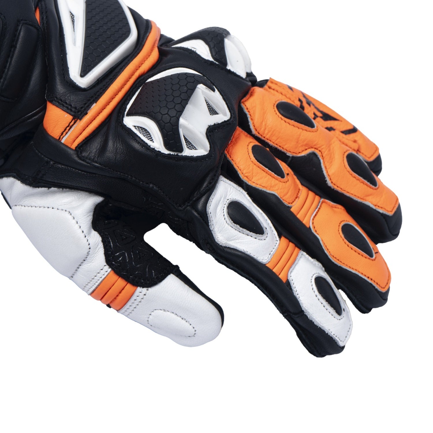 motorcycle riding full gauntlet leather gloves with Knox SPS and TPU protectors