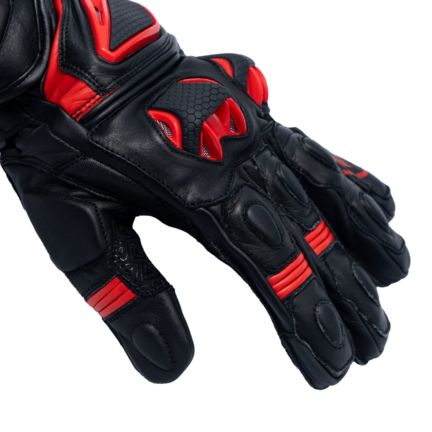 motorcycle riding full gauntlet leather gloves with Knox SPS and TPU protectors