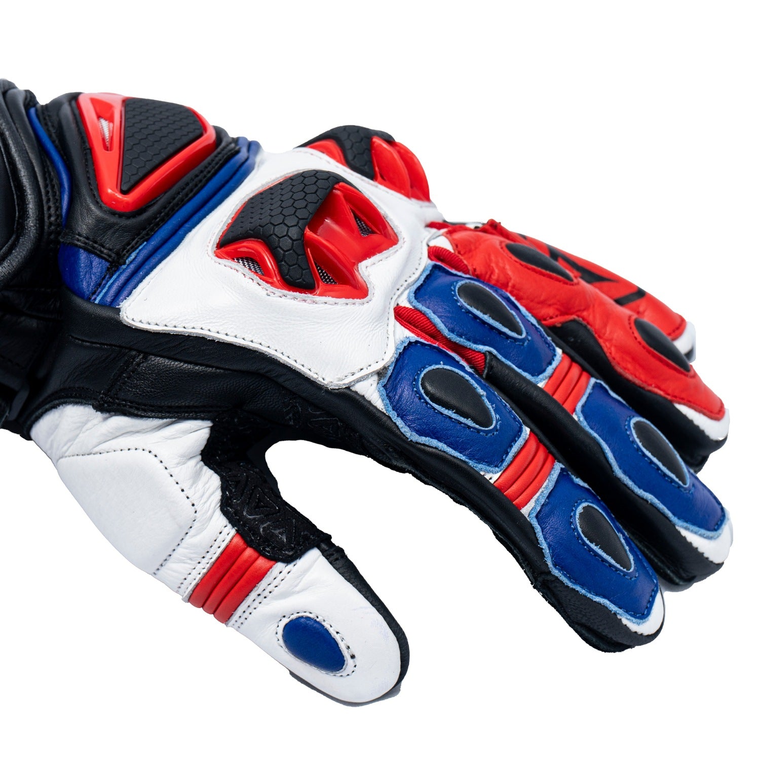 motorcycle riding full gauntlet leather gloves with Knox SPS and TPU protectors