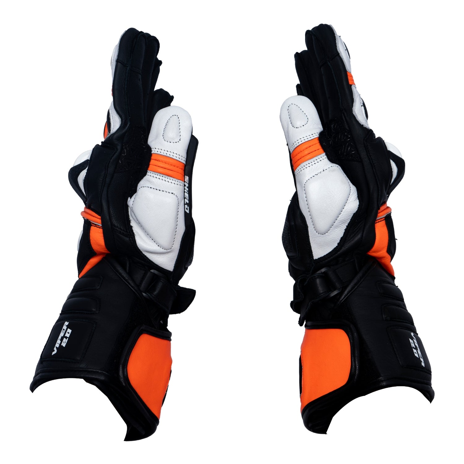 motorcycle riding full gauntlet leather gloves with Knox SPS and TPU protectors