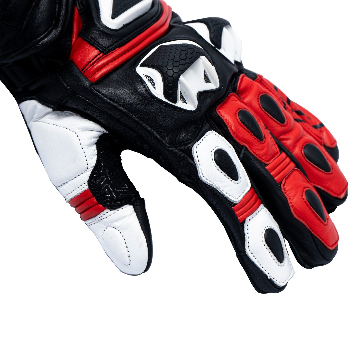 motorcycle riding full gauntlet leather gloves with Knox SPS and TPU protectors