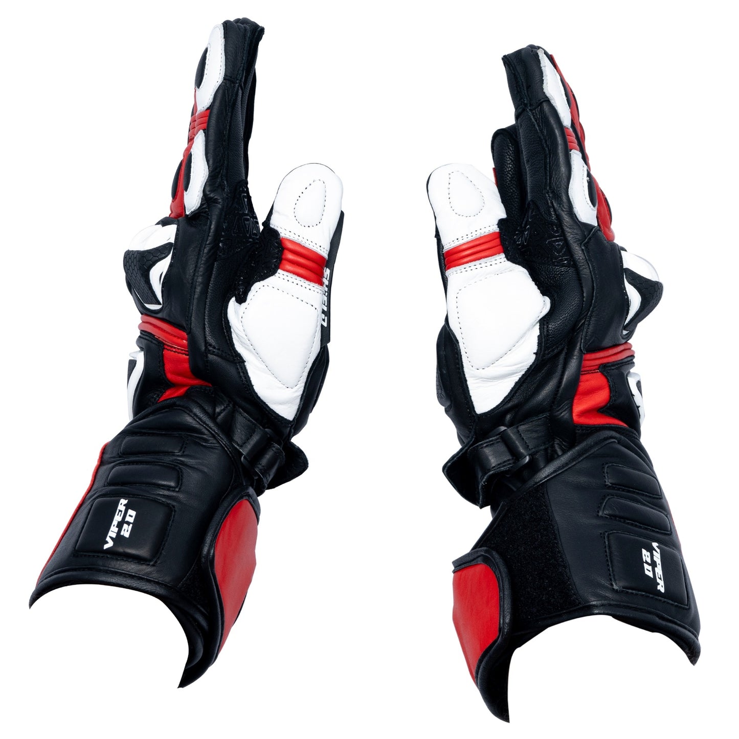 motorcycle riding full gauntlet leather gloves with Knox SPS and TPU protectors
