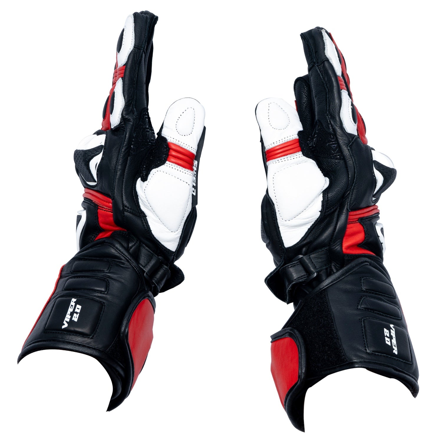 motorcycle riding full gauntlet leather gloves with Knox SPS and TPU protectors
