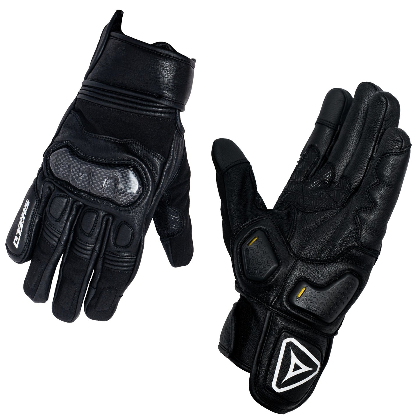 motorcycle riding gloves black with knox armour 100% waterproof carbon knuckle protectors
