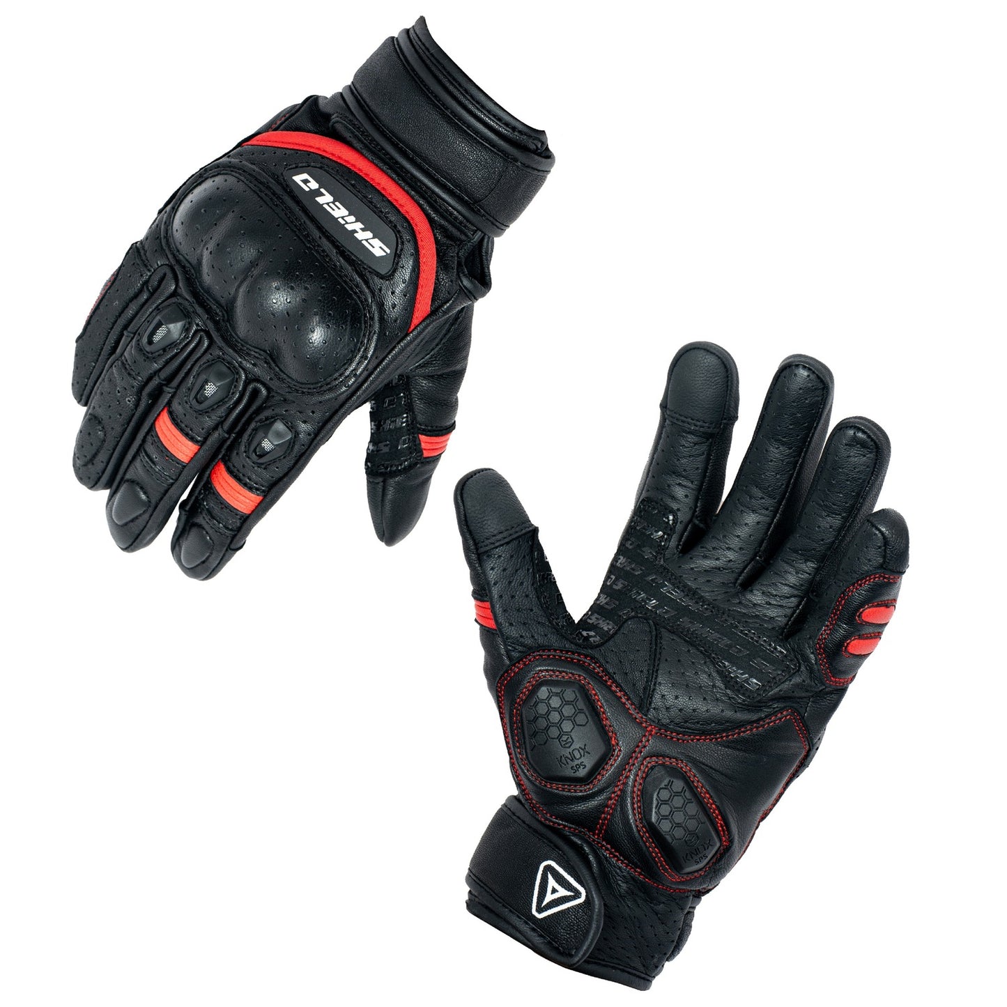 Motorcycle short cuff Leather Knox SPS armoured riding gloves