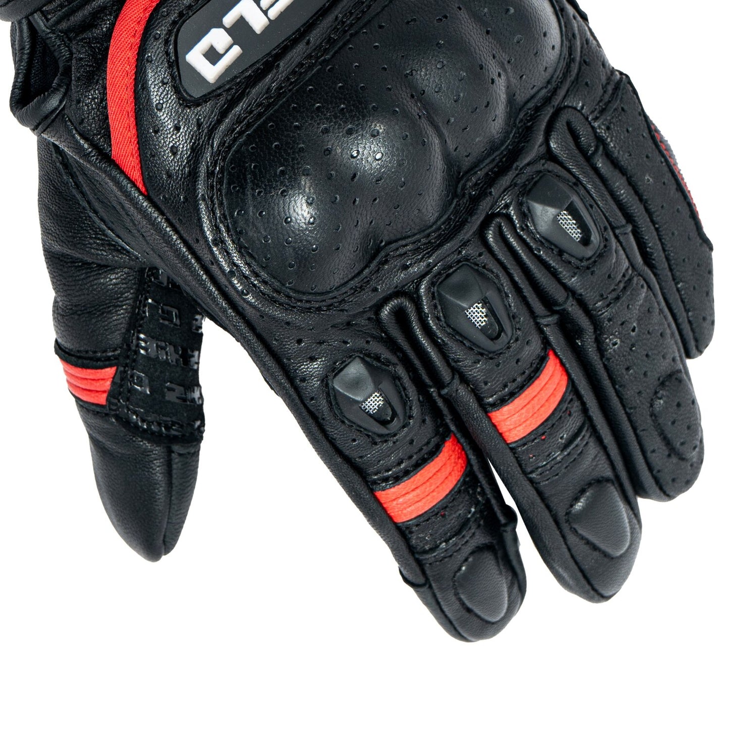 Motorcycle short cuff Leather Knox SPS armoured riding gloves