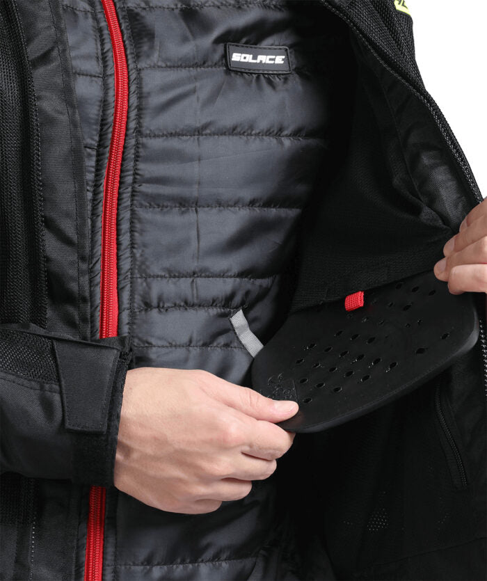 Motorcycle black with white mesh jacket with thermal and raincoat