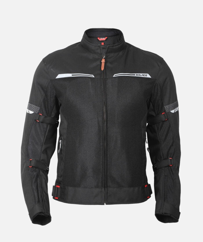 Motorcycle black with white mesh jacket with thermal and raincoat