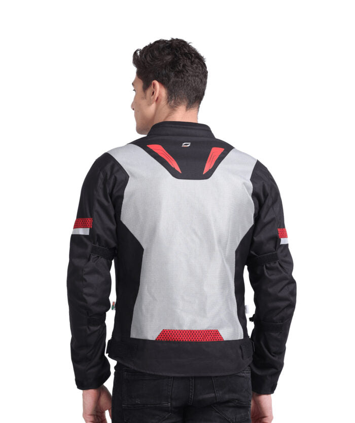 Motorcycle black with grey mesh jacket with thermal and raincoat