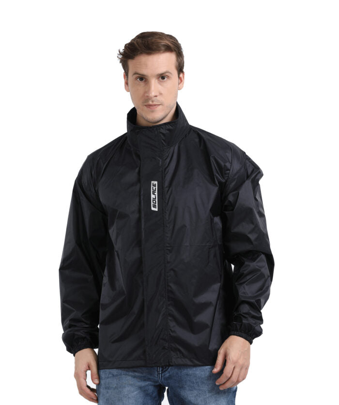Motorcycle black with white mesh jacket with thermal and raincoat