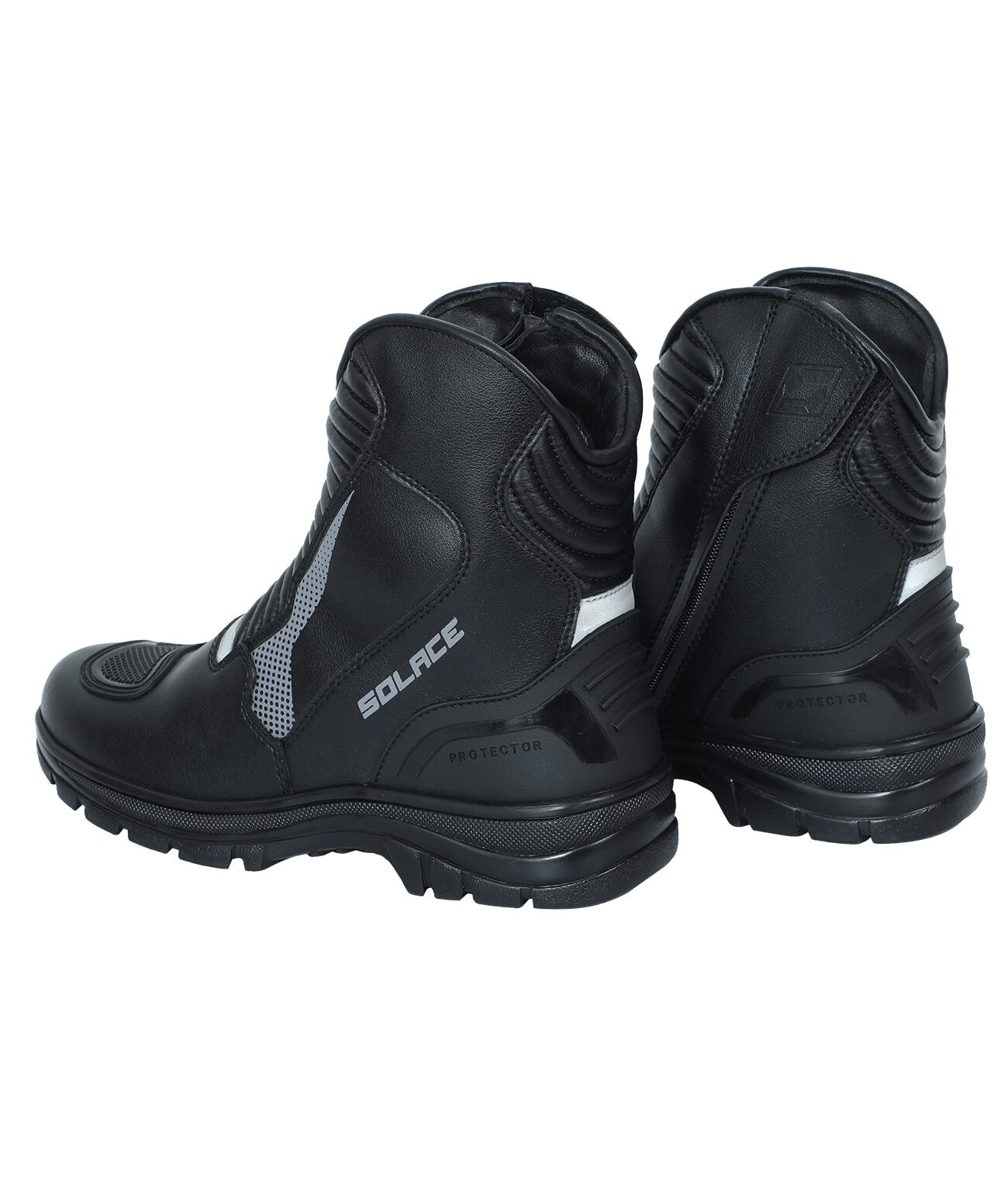 Motorcycle riding water-repellent armoured boot black with grey