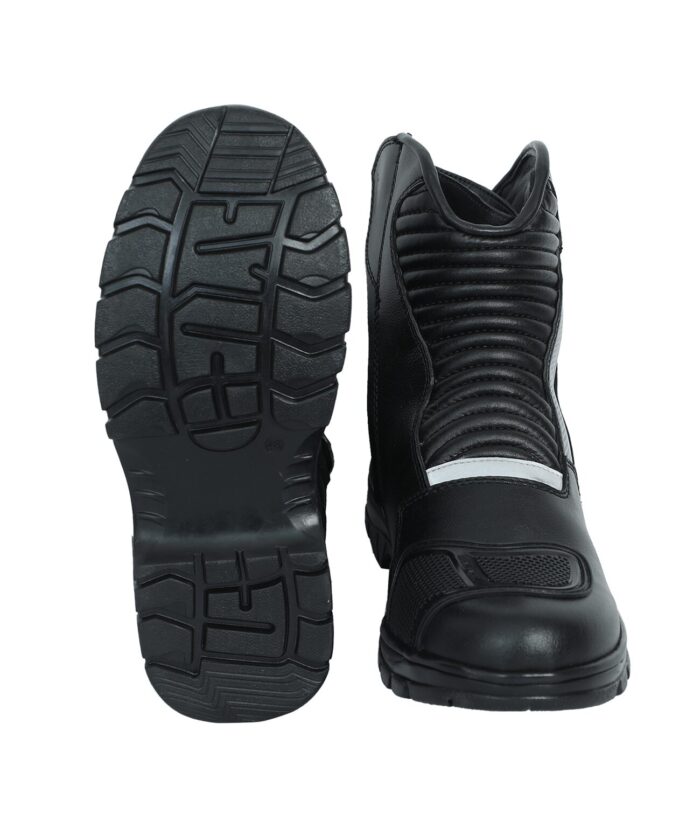 Motorcycle riding water-repellent armoured boot black with grey