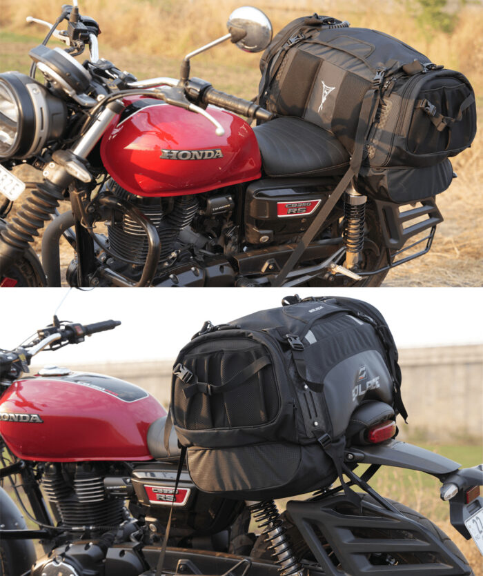 Motorcycle black tail bag with waterproof cover big