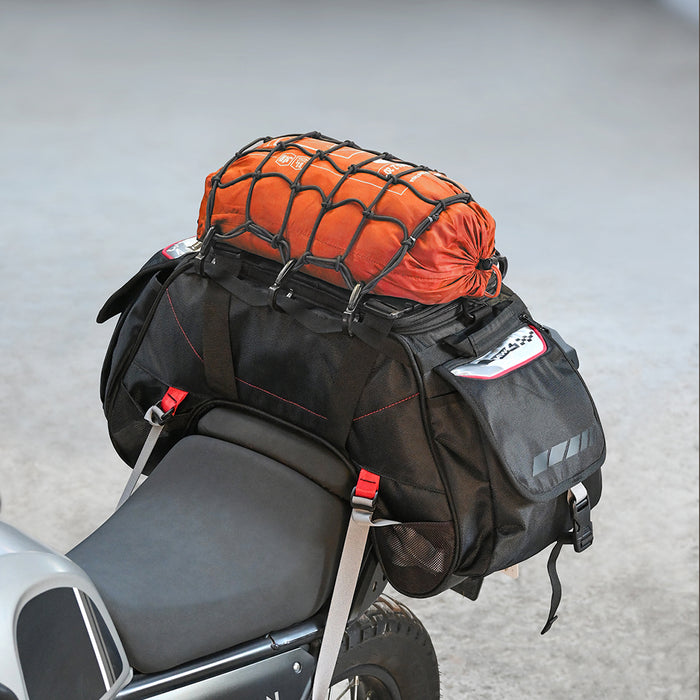 Motorcycle universal black tail bag 72L waterproof, reflective claw-mounting style
